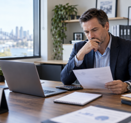 Director reviewing an urgent tax notice