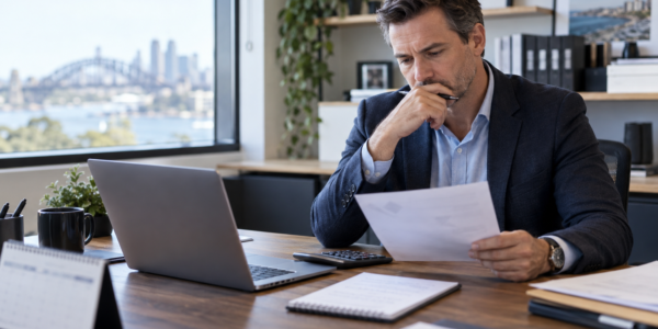 Director reviewing an urgent tax notice