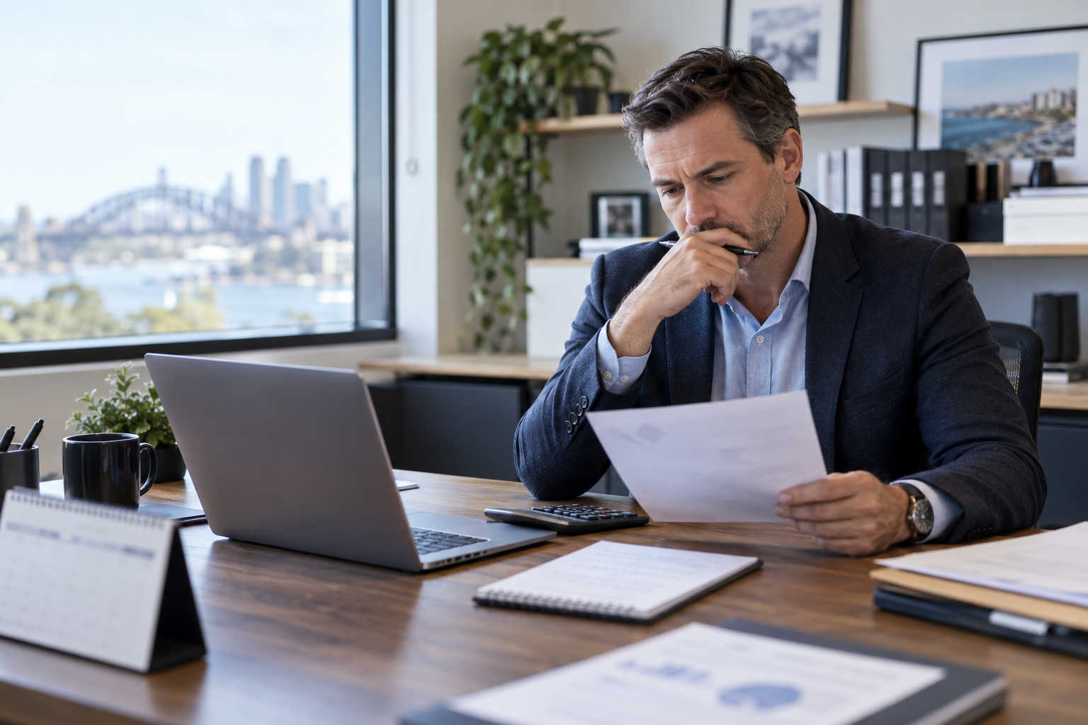 Director reviewing an urgent tax notice